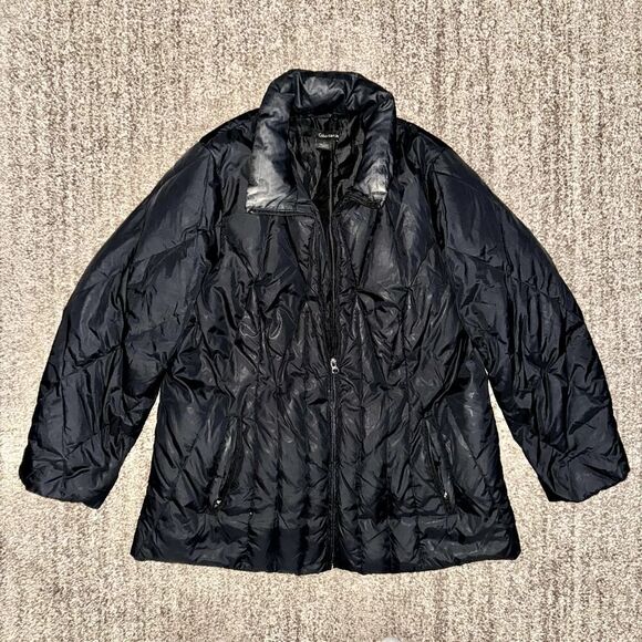 Calvin Klein Jeans Women's Black Full Zip Collared Down Puffer Jacket in Black - Picture 3 of 12